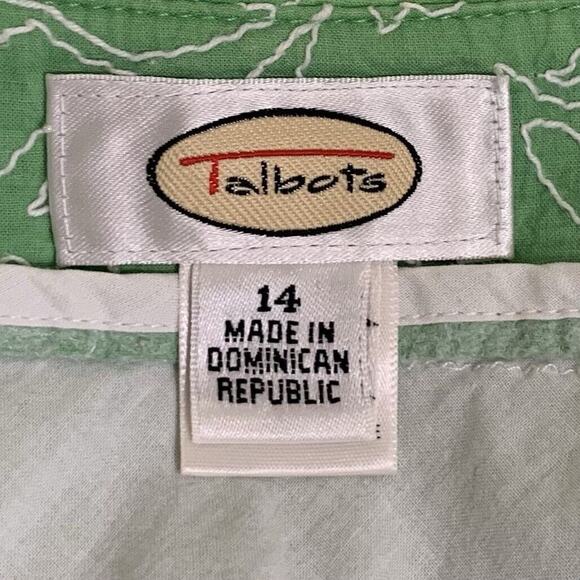 Vintage Talbots Skirt Women's Size 14 Green White Floral Embroidered Zip Up - Picture 7 of 10